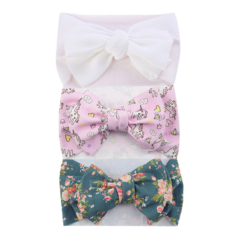 3Pcs/Set Cute Big Bowknot Baby Headband Flower Dot Elastic Baby Girl Hair Bands For Newborn Infant Baby Hair Accessories: set 06