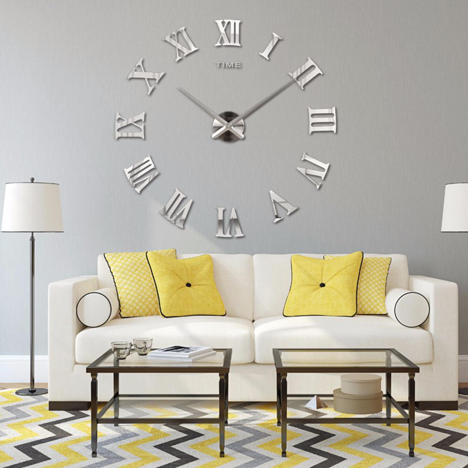 Modern Large Wall Clock 3D DIY Quartz Clocks Watches Acrylic Mirror Stickers Living Room Home Decor