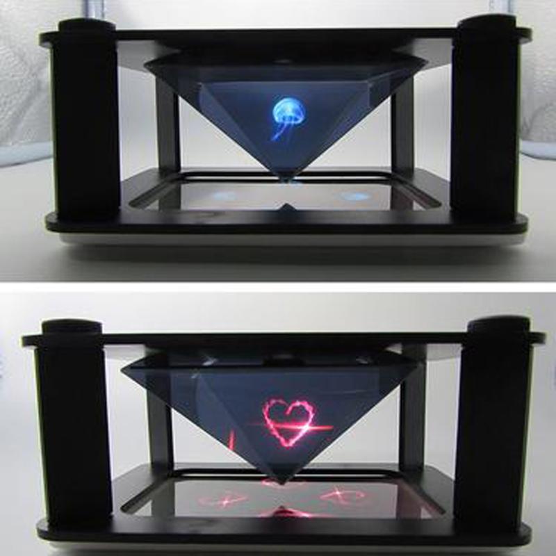 Alloyseed universal 3d holographic display stand projektor mini pyramid hologramm projektion vitrine für 3.5-6 zoll handy