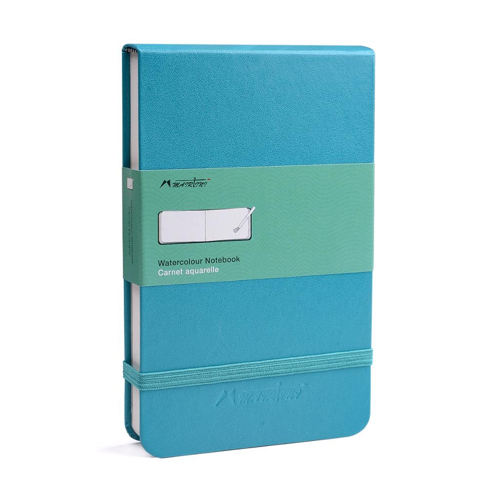Przenośny śliczny notatnik w skórzanej oprawie podręcznik w twardej oprawie szkicownik w kolorze wody 300g bawełniana papierowa podkładka robić malowania akwarelowego: niebieski