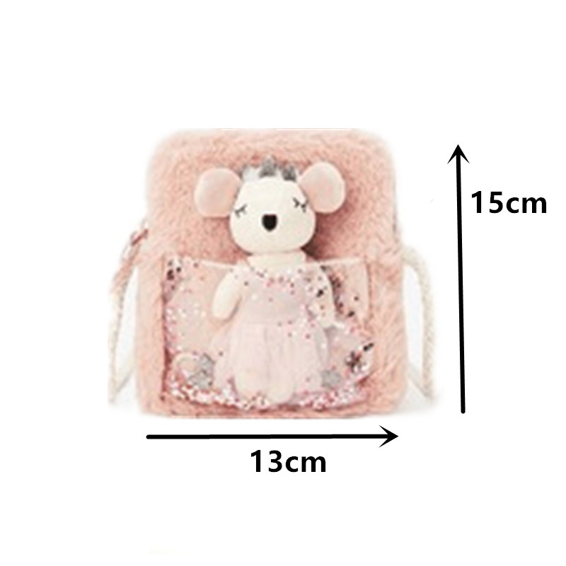 Borsa a tracolla per borsa per accessori per animali in pelliccia sintetica per bambini con orso morbido 2021 all&#39;ingrosso