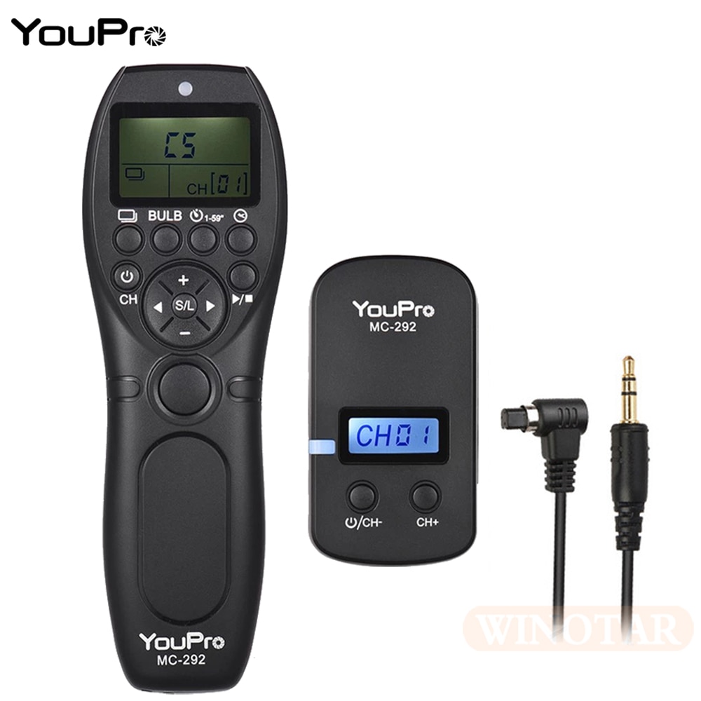 YouPro-disparador remoto inalámbrico MC-292 N3 para cámara Canon 7D 5D Mark ii 1D 6D 7D2 5D3 50D 40D 30D 10D