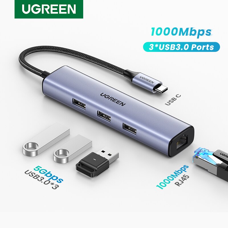 UGREEN USB Ethernet USB-C Ethernet Adapter HUB 1000Mbps for Laptop Macbook Samsung Dell Xiaomi USB Ethernet Adapter Network Card