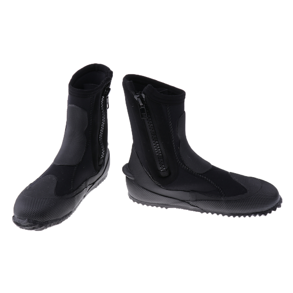 Trajes de neopreno Premium de 5mm, botas altas con cremallera, zapatos de agua súper elásticos y mantienen el calor para buceo, surf y esnórquel