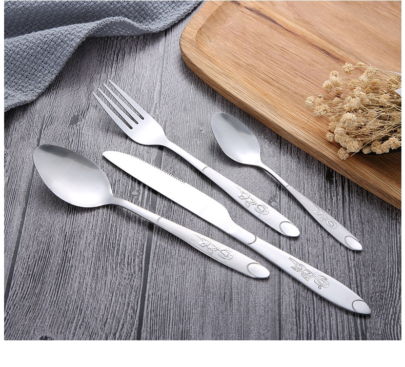 4 pz/impostato 304 in Acciaio Inox Rosa impostato di Posate in Oro Placcato impostato di Posate Da Tavola Posate Cena Cucchiaio della Forcella Della lama PO 005