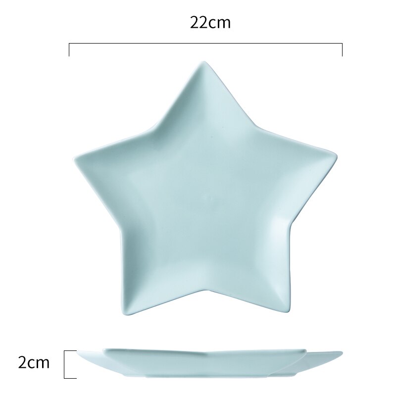 Nordic ins five-pointed star plate ceramic dish household dinner plate western steak plate fruit salad dessert plate: Mint Green