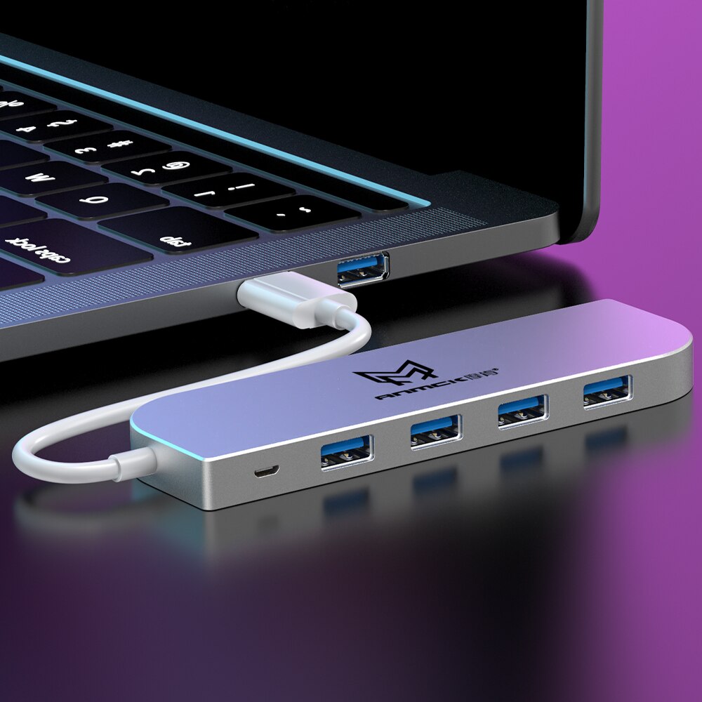 Anmck USB Hub 1M USB 2.0 Multi USB Splitter Adapter 4 Ports Speed Mini Multiple 3 Hab usb2.0 HUB Port USB-Hub Expander For PC