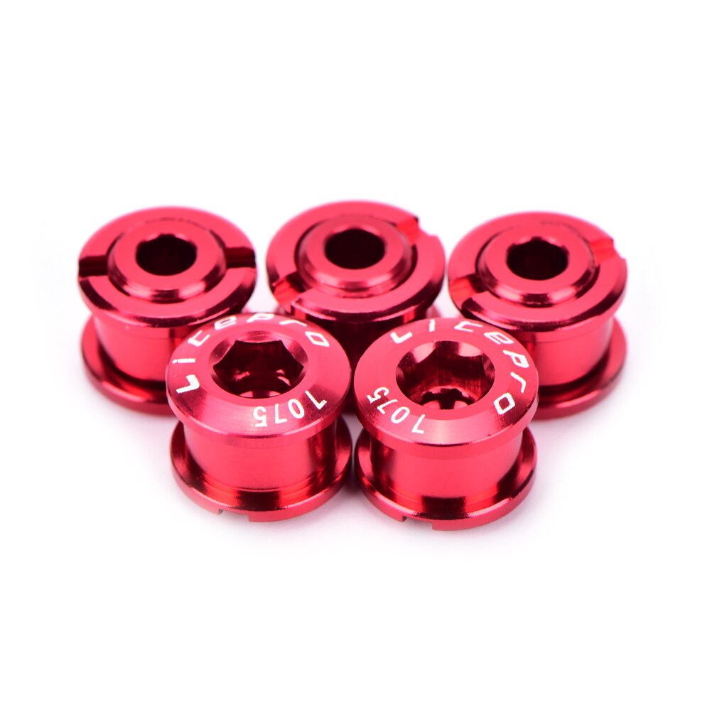 5 PCS CNC 7075 Parafuso Disco para Pedaleira Pedaleira de Bicicleta de Estrada MTB Bicicleta Peças Coroa Parafuso Parafusos da Roda Dentada Da Bicicleta: Vermelho