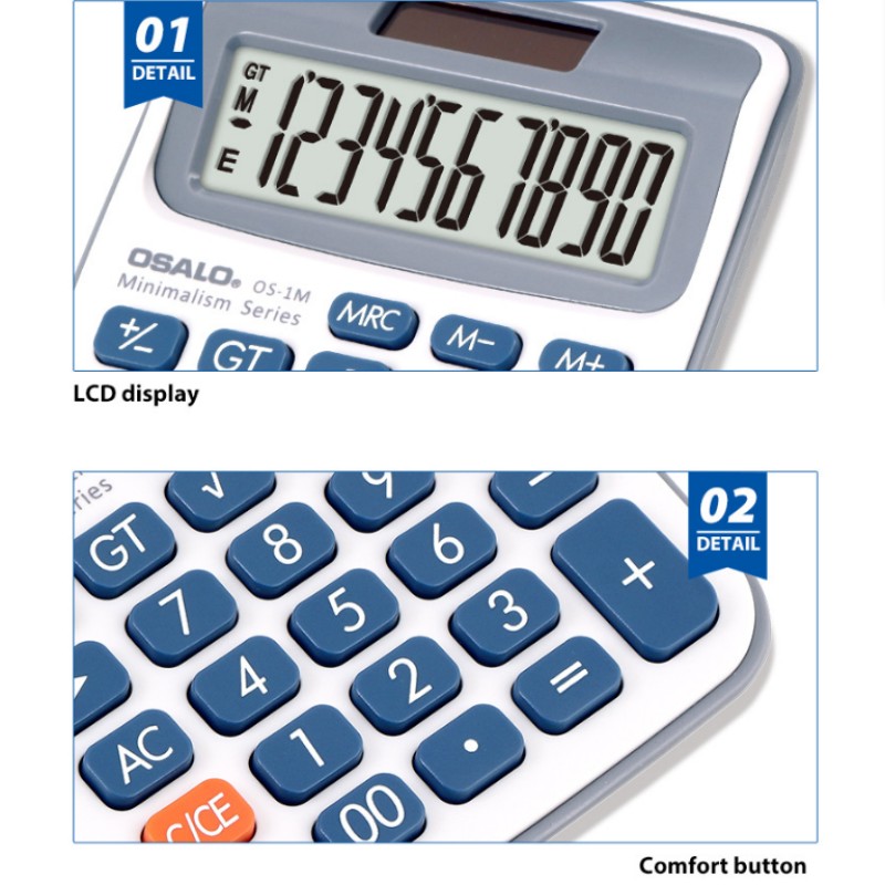 OSALO 4M Calculator Standard Function Calculator Desktop Electronic CalculatorS Solar and Battery Dual Power Supply for School