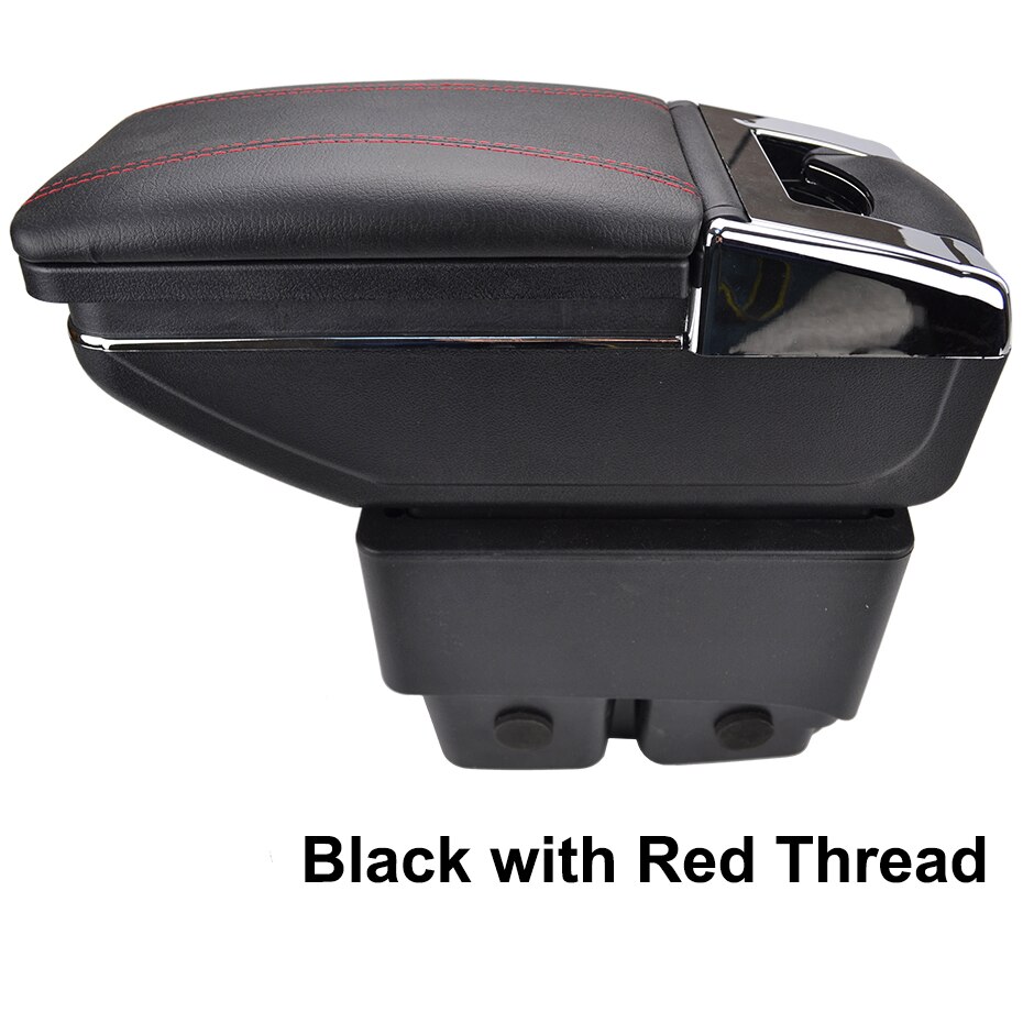 For Ford Fiesta Center Centre Console Storage Box Armrest Arm Rest Rotatable: Red thread