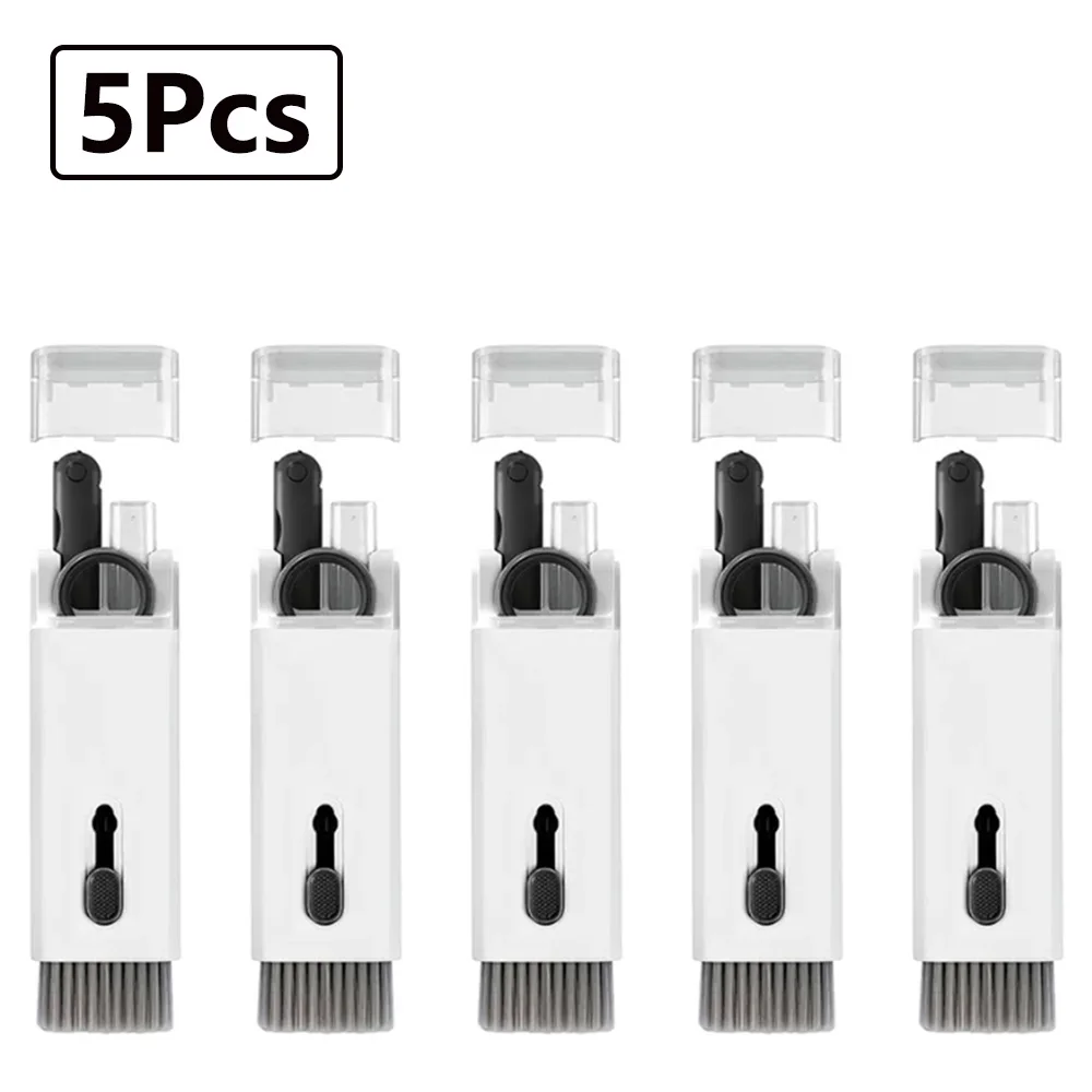 7-in-1 Keyboard Cleaning Kits Airpods Cleaner Headset Cleaner Pen Laptop Screen Cleaning Bluetooth Earphones Cleaning Kit: WHITE