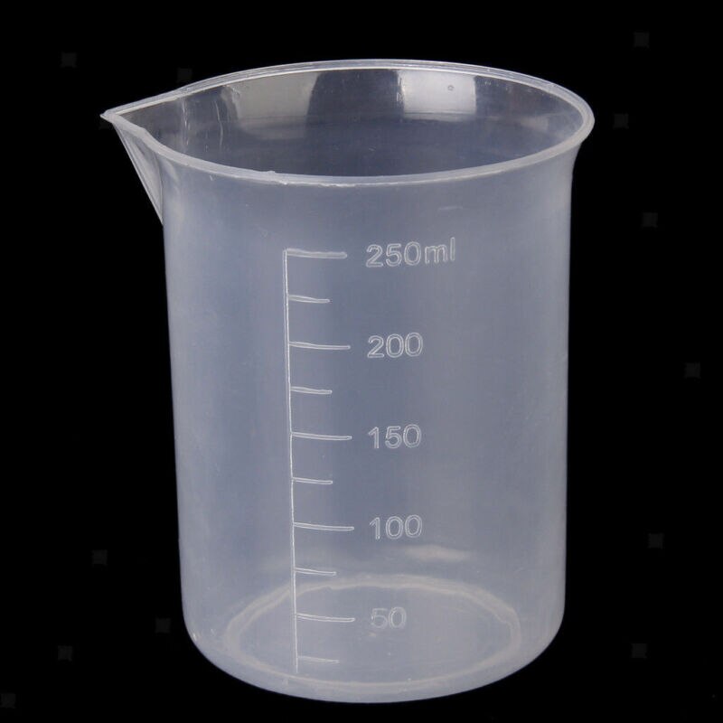 1pcs Plastic Measuring Cup Laboratory Beaker Graduated Cup Water Scale Bottle Kitchen Baking Supplies Measurement Tool.: 250ml