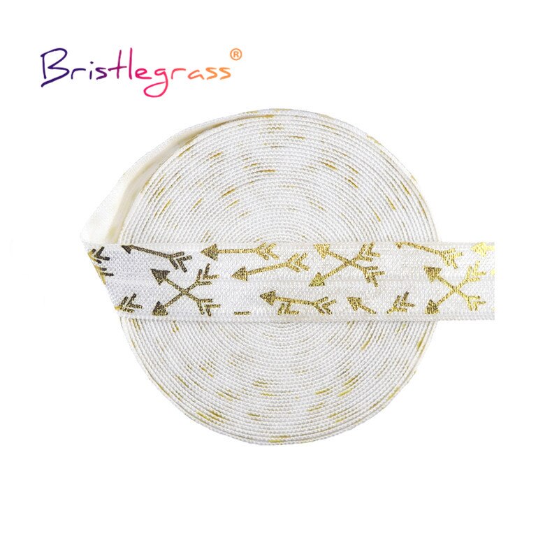 Bristlegrass 2 5 10 Yard 5/8 &quot;15Mm Pijl Folie Print Vouw Over Elastiek Foe Spandex Band Tape Haar tie Hoofdband Jurk Naaien Trim: White / 2 Yards