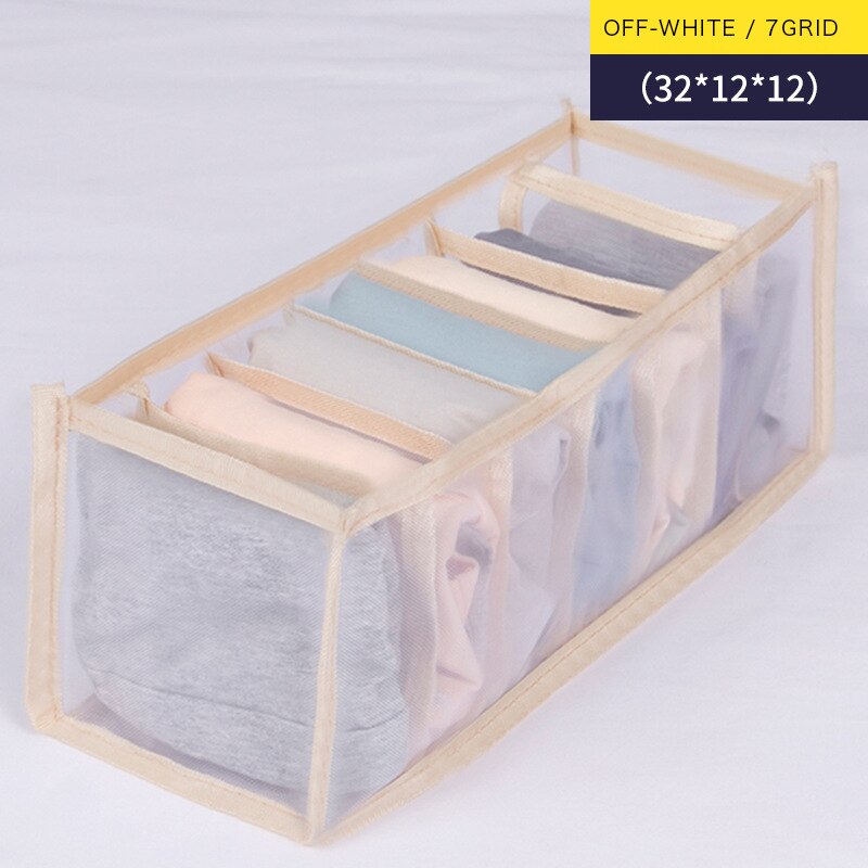 Unterwäsche Bh Veranstalter Lagerung Kasten Schrank Organisatoren Kleiderschrank Hause Schals Socken Teiler Boxen Organisation Schublade Schlafsaal: cremig-Weiß 7 Gitter