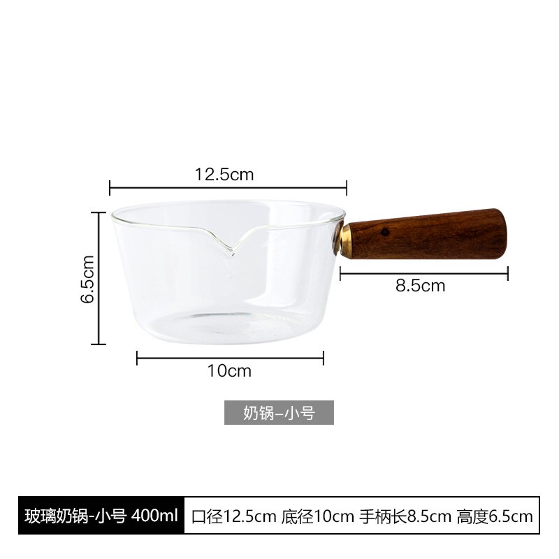 400Ml/600Ml Hout Handvat Glas Melk Pot Kleur Ramen Gasfornuis Koken Pot CY51109