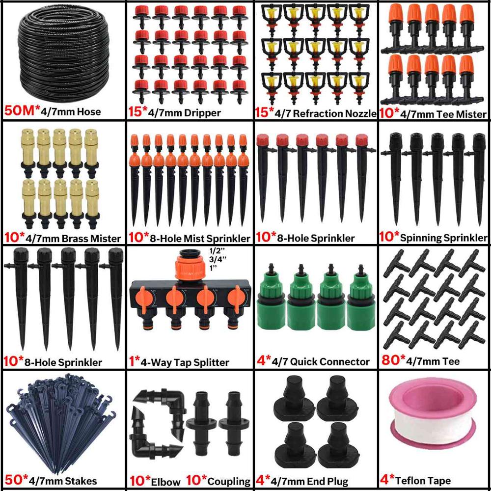 5-50M Garden Automatic Watering System Timer Control Drip Irrigation Water Dripper Mist Nozzle Sprinkler Watering Kit Greenhouse: KSL01-KIT115-50M-A