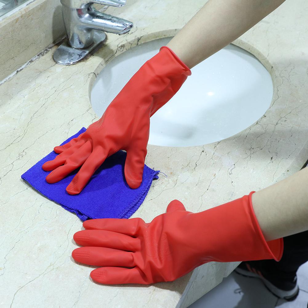 Naturlige latexhandsker have husholdning køkkenrengøring gummi slidbestandige arbejdshandsker hjemmehaveplantningselementer