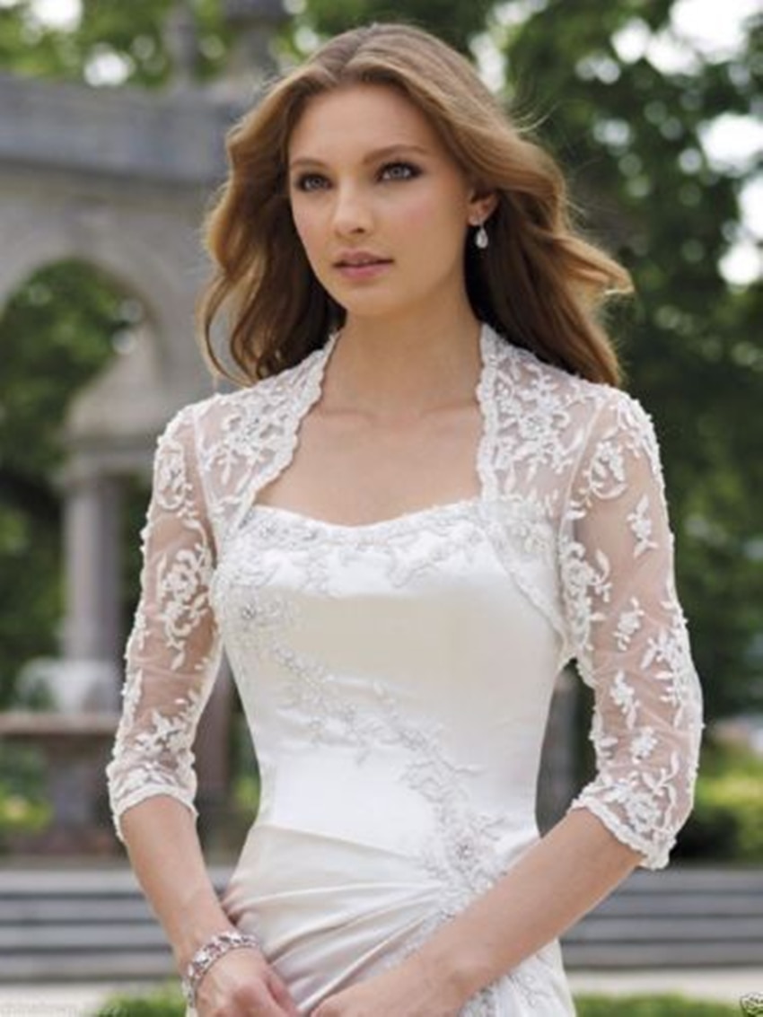3/4 Sleeve Length Wedding Lace Jacket Bridal Lace Bolero