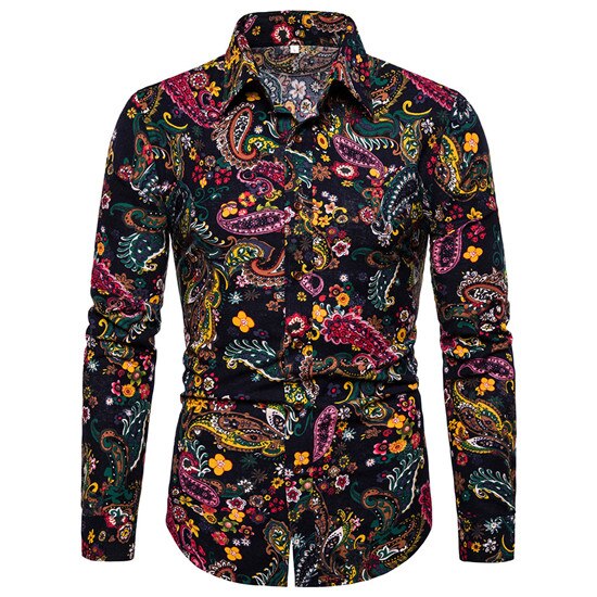Vintage paisley print skjorte herre camisa masculina brand langærmet herre kjole skjorter slim fit hawaiiansk skjorte chemise homme: 5xl