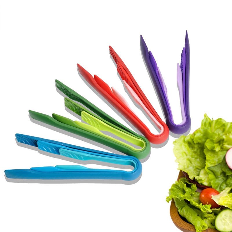Vacclo Plastic 3pcs/set Food Tongs 6/8/10 Inch Colorful Fruit Cake Bread Catch Eco-friendly Tongs BBQ Steak Roast Sushi Clamps