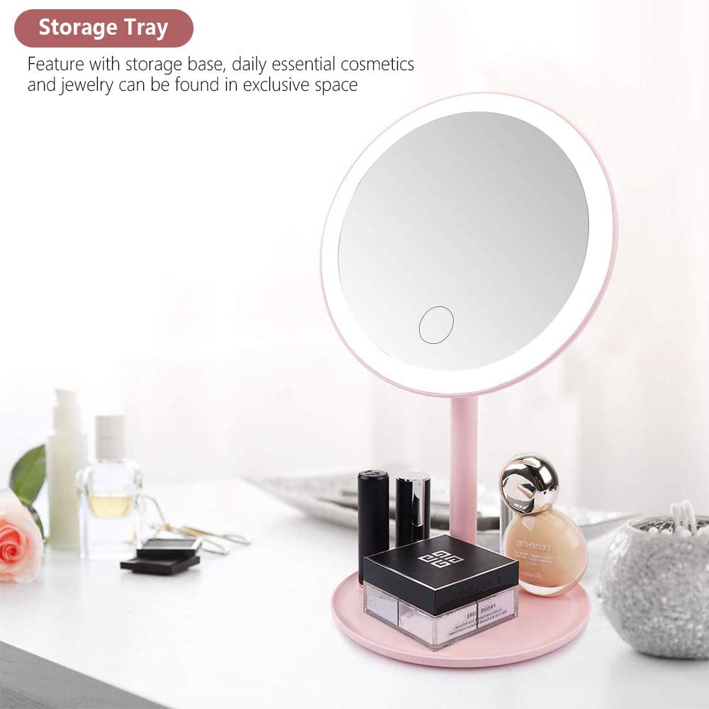 Maquillaje LED espejo USB Smart Touch Control iluminado maquillaje vanidad Stand Up escritorio anillo espejo de luz Led para espejo de tocador almacenamiento