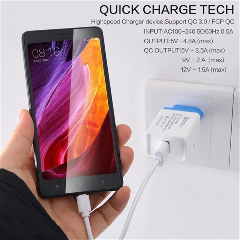 5V 3.5A Quick Charge 3.0 18W Usb Charger 6 Kleuren Snel Opladen Mobiele Telefoon Eu Plug Muur Lading voor Iphone Samsung Huawei Xiaomi