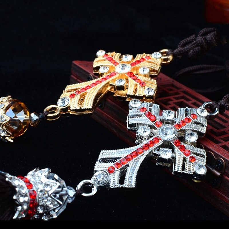 Car Pendant Crystal Diamond Cross Car Decoration Crucifix Automobile Rearview Mirror Decor Hanging Accessories