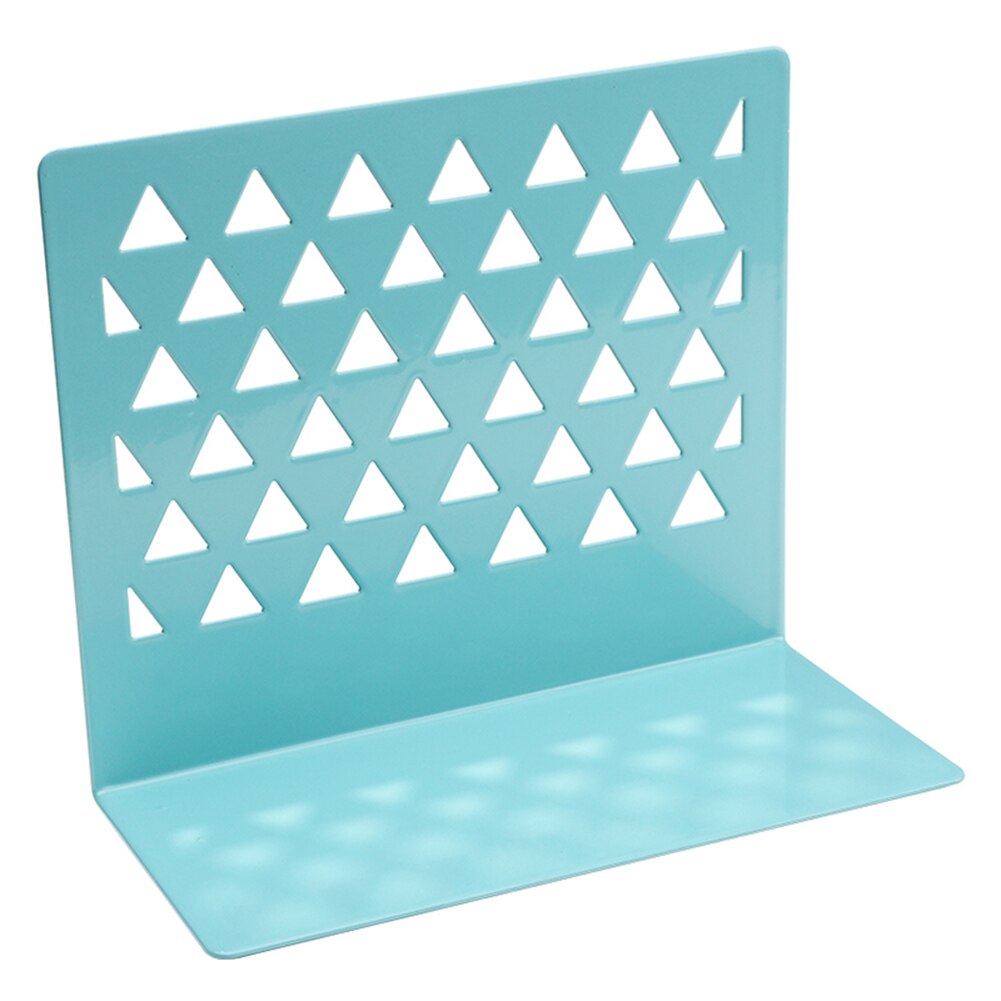 1pcs Metal Hollow Book Stand Library Bookends Supports Office School Supplies NC99: sky blue