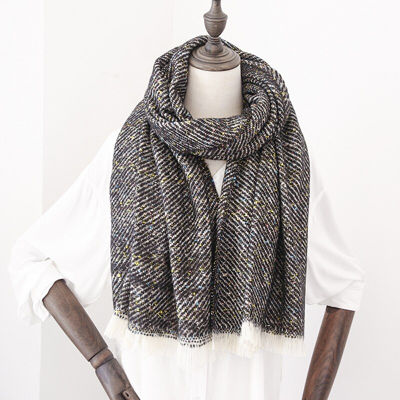 nueva bufanda con borla para mujer, bufandas brillantes suaves de Cachemira, bufandas elegantes para otoño e invierno, bufandas para mujer, Fular de envoltura sólida