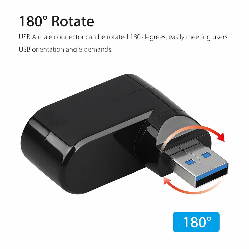 Hoge snelheid 3- poorts usb 3.0 multi-hub splitter 90/180 graden draaibare mini usb 2.0 hub uitbreiding voor macbook pro pc laptop