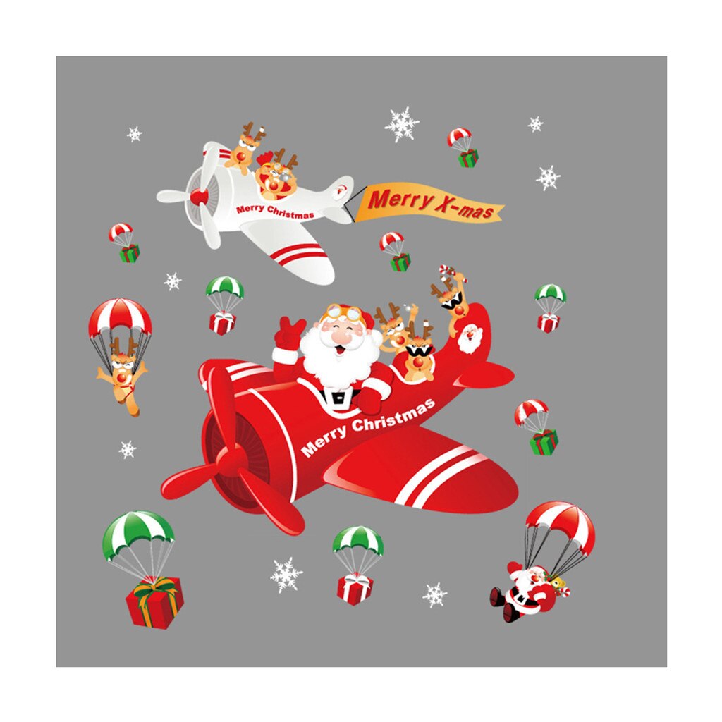 Kerstversiering Glazen Statische Stickers Christmas Party Home Kerst Cartoon Diy Sneeuw Sneeuwvlok Window Stickers # J7