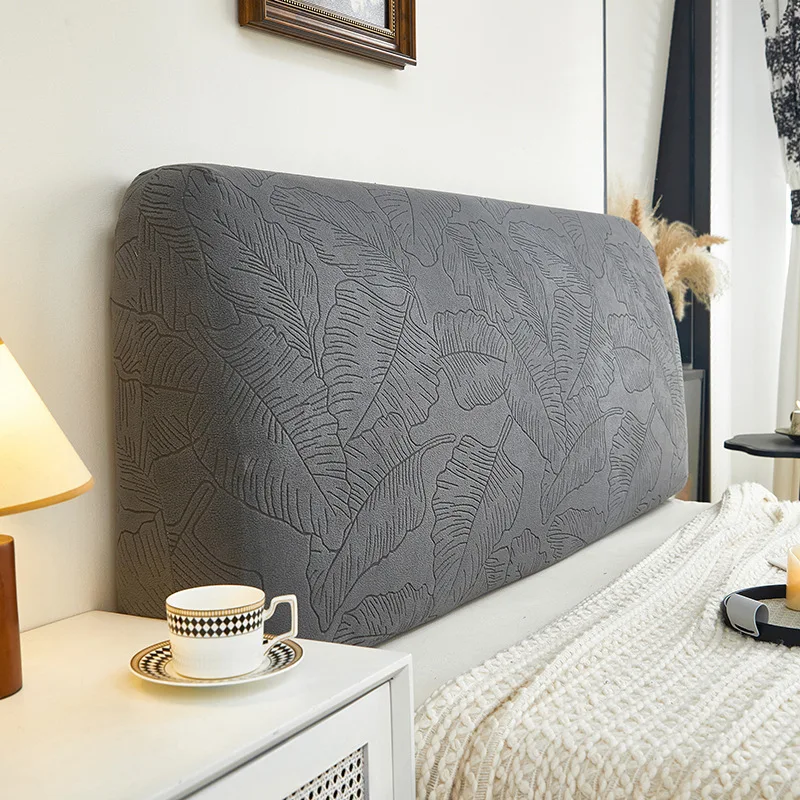 Copritesta letto elastico tutto-compreso Copritesta jacquard tinta unita Copritesta letto leggero di lusso con retrò lungo Copritesta protettiva per la casa: 110*65 / nero