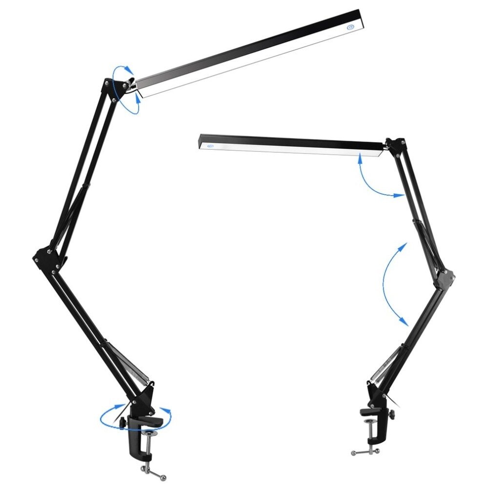 Aluminium Legierung Klapp Clip-auf USB LED Tisch Lampe Lange Arm Steuerung Dimmbare Schreibtisch Lampe Augenschutz Tisch Licht