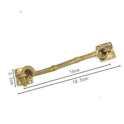 Antique Window Stay Holder Brass Chinese Window Hasp Hook Copper Wind Brace Cabin Support Cabinet Closet Close Buckle Catch: 18.5cm brass