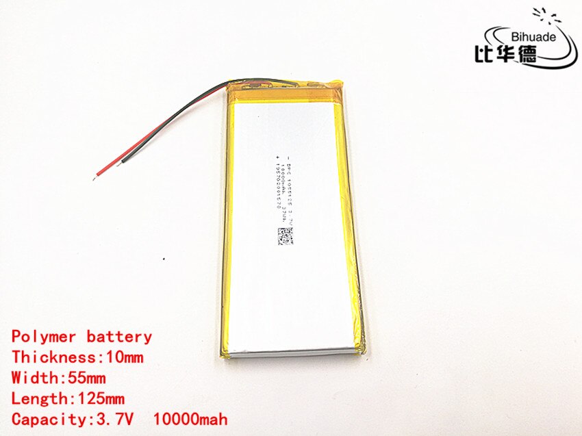 3 stks/partij Goede Qulity 1055125 3.7 V lithium polymer 10000 mah DIY mobiele noodstroom opladen batterij