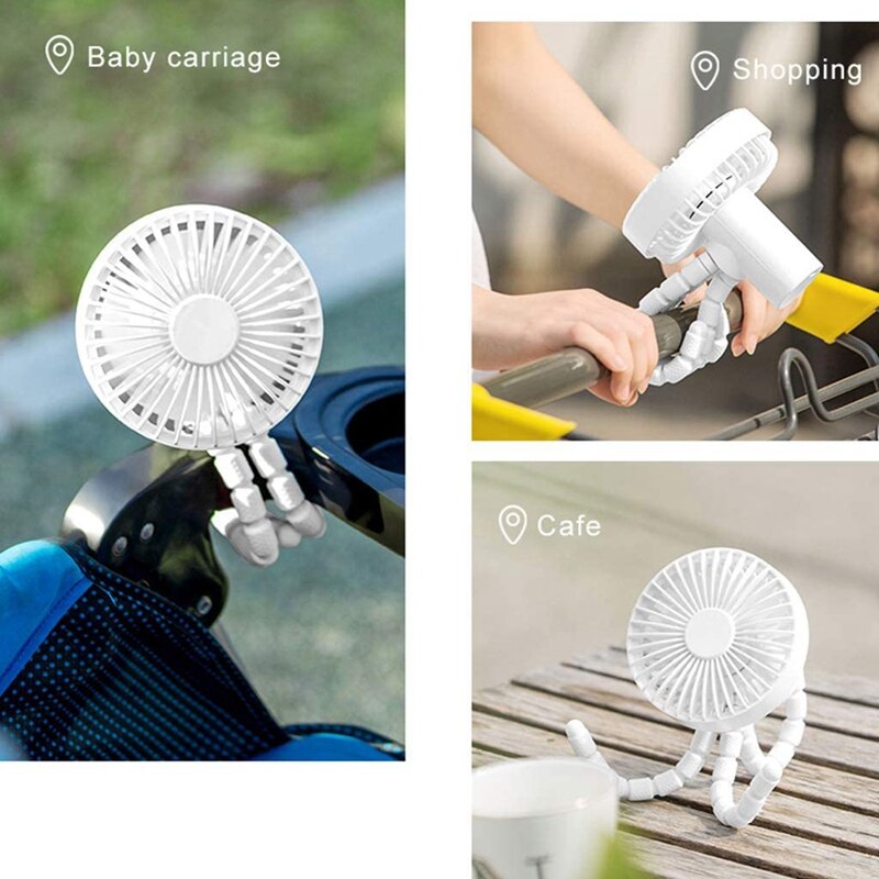 Portable Fan,3 Speed USB Rechargeable 1800MAh Battery Powered Clip Fan with Flexible Tripod for Room Stroller Bike Car