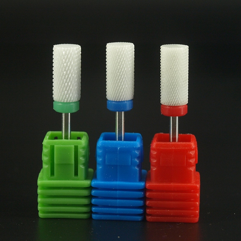 3 uds 3/32 "Punta Plana C, M, F Bit arte de uñas salón herramientas taladro eléctrico cerámica lima de uñas broca para manicura de uñas máquina