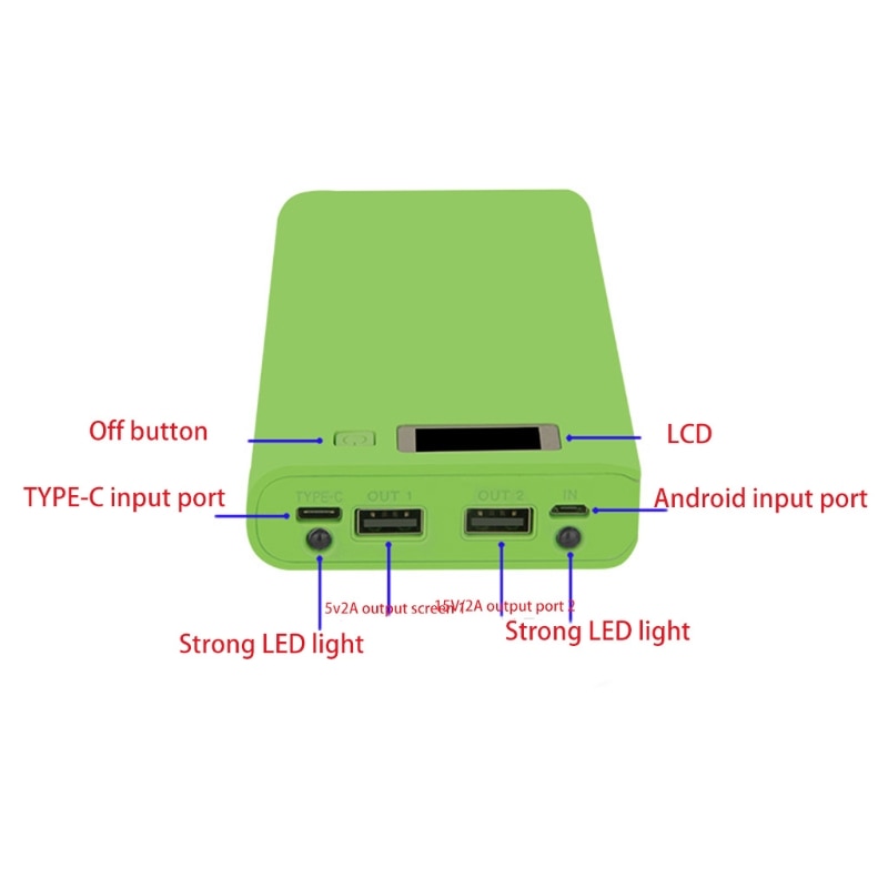 8*18650 Battery Holder Dual USB Power Bank Battery Box Mobile Phone Charger DIY Shell Case Charging Storage Case