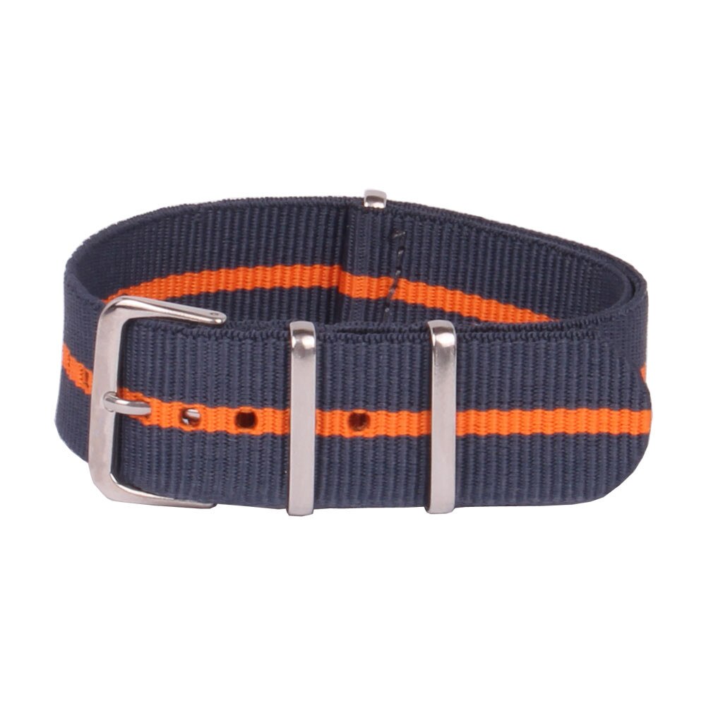 MR NENG Brand 16 18 22 24mm Navy/Orange Striped Nato Strap for Army Sport Watch Nylon Watchband 16-24 MM: 20mm