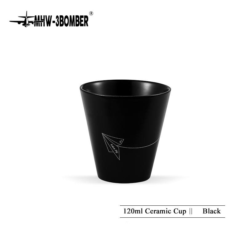 MHW-3Bomber Winter Kaffee Tassen 120ml Keramik Tassen Porzellan Barista Zubehör Werkzeuge wiederverwendbar Espresso Lungo Flache Weiß Latte: Schwarz
