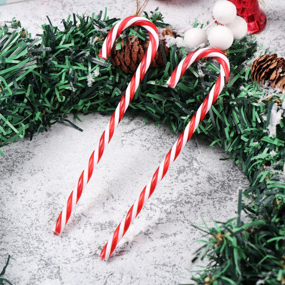 OUNONA 18 Pcs Twinkling Candy Cane Christmas Lawn Stakes Pathway Markers Christmas Tree Decoration (15 cm, Red and