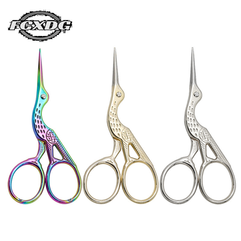 2 Size Stainless Steel Craft Scissors Handmade DIY Sewing Tools Zig Zag Fabric Scissors Pink Antique Stork Scissors