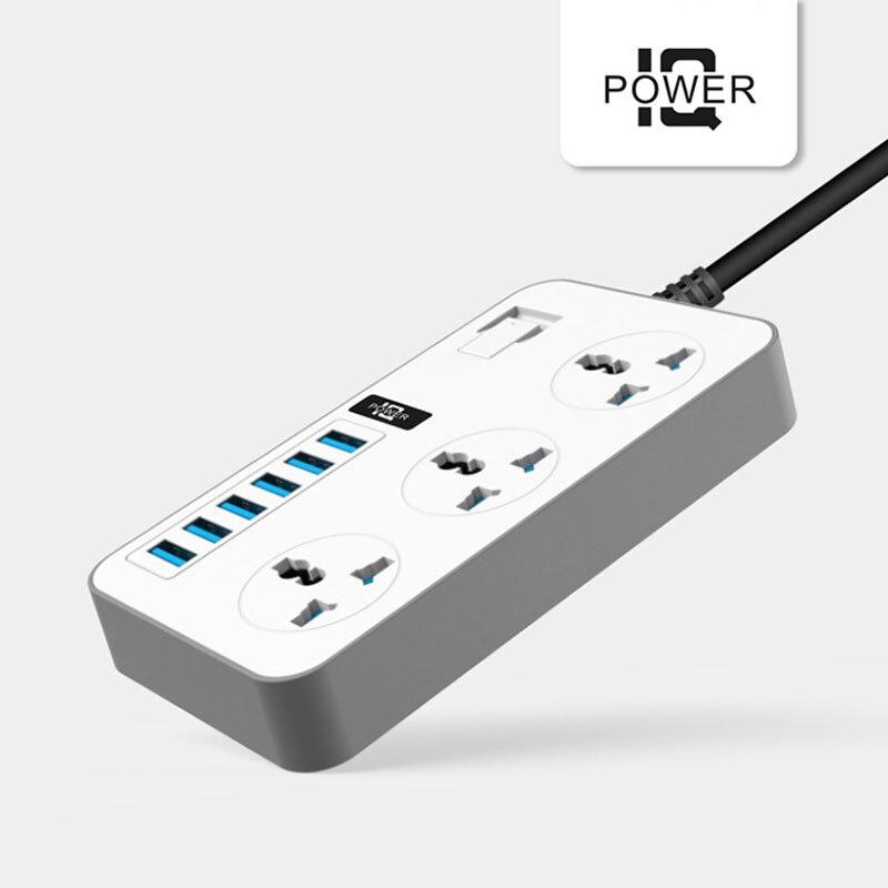 Power Strip with USB Ports Surge Protector with 3 AC Outlets and 6 USB Charging Ports 3000W/16A 2m Power Cord Length