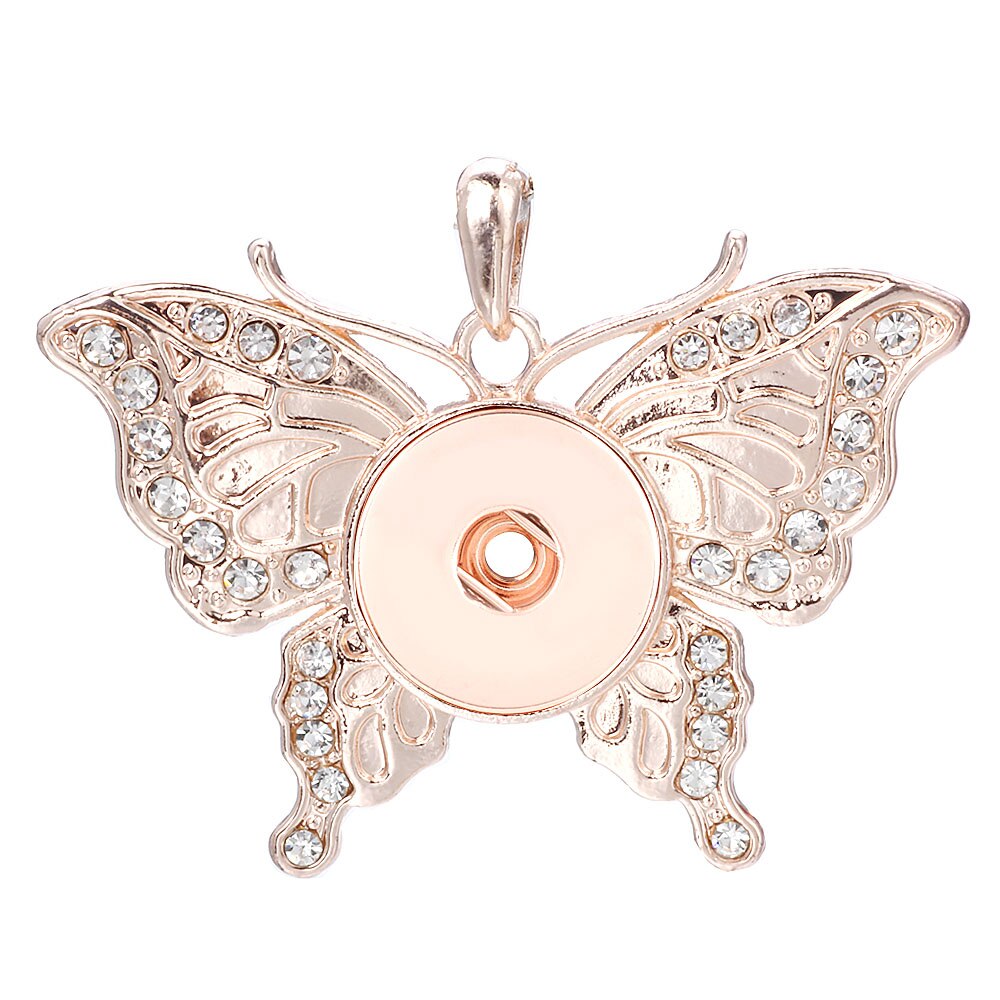 Colorful Butterfly Snap Button Pendant Jewelry Fit 18mm Metal Snap Buttons Jewelry Snap Pendant Necklace ZG146