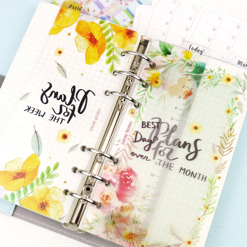 Yiwi semana mes hoy regla A5 A6 PP mate Frosted Planner Agenda Dokibook para 6 agujeros cuaderno con espiral y hojas sueltas organizador
