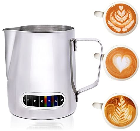 Koffie Melk Opschuimen Werper Met Ingebouwde Thermometer, Rvs (600 Ml)