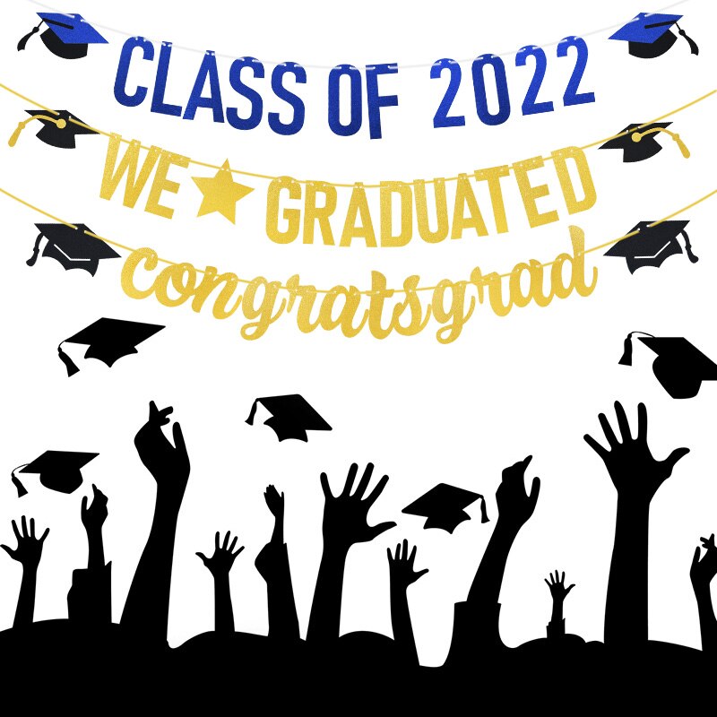 Class of 2022/We Graduated/Congratsgrad Banner Garland Graduation Celebration Ceremony Party Decorations Glitter Paper Bunting