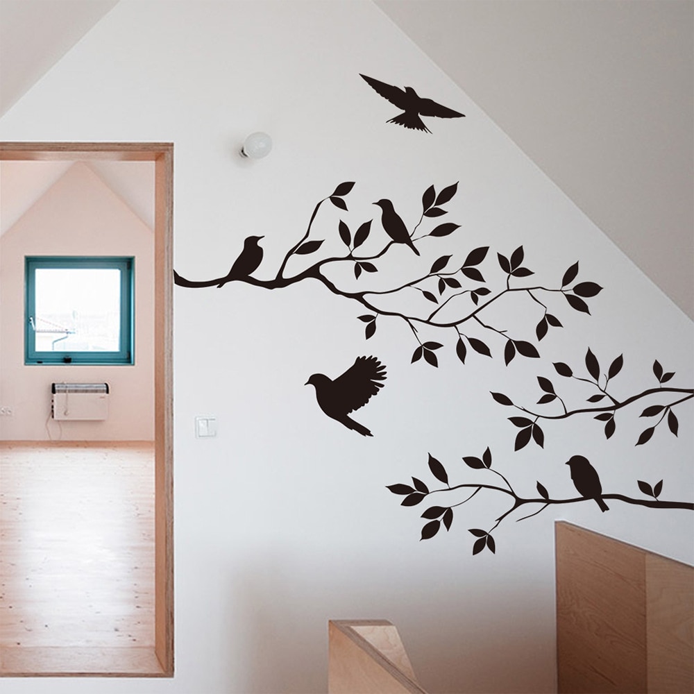 Vogel Tak Muurstickers Boom Blad Decoratieve Vinyl Voor Kinderen Home Decor Woonkamer Stickers Op De Muur Accessoires