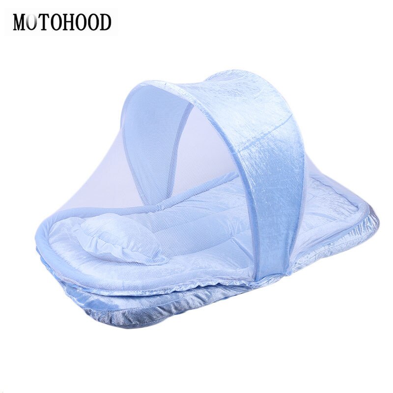 MOTOHOOD Foldable Baby Crib Mosquito Netting Portable Newborn Baby Bed Mosquito Net with Pillow Infant Kids Tent 85*50*40cm