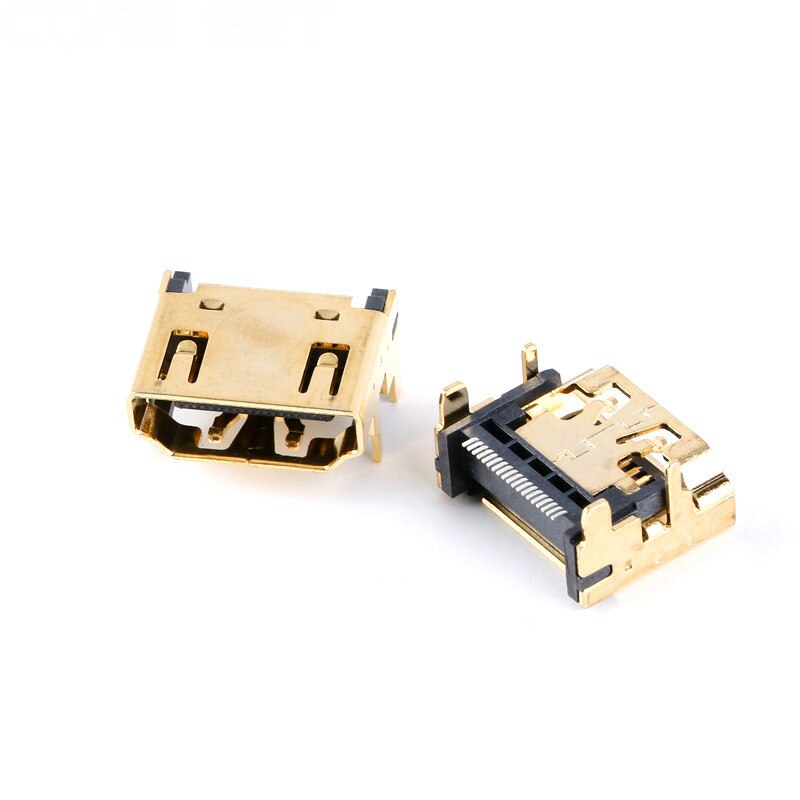 Conector hembra compatible con HDMI, 19 P, ángulo recto smt smd, 90 grados, chapado en oro, hd 19 PIN, 10 Uds.